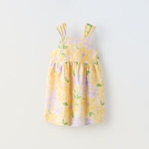 Zara 4T Floral Linen Blend Dress